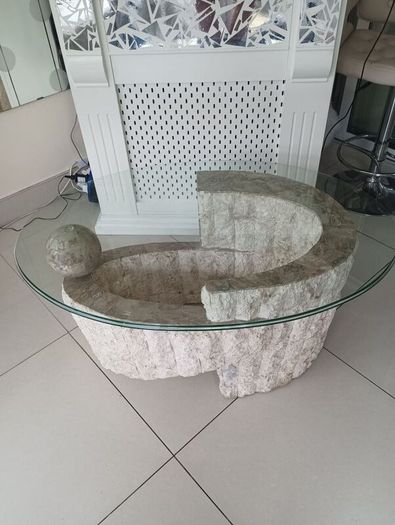 glass stone coffee table