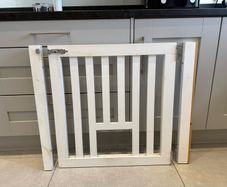 White wooden stair gate