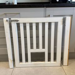 White wooden stair gate