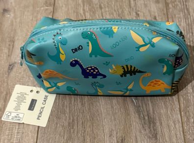 Primark Dinosaur Patterned Aqua Colour Pencil Case