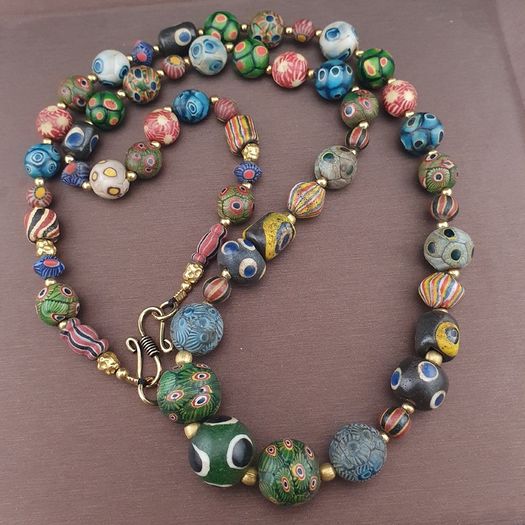 Ancient Gabri Thousand Eyes Glass Beads Necklace 26inches