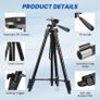 64'' Tripod for iPhone, Phone Tripod with Remote and Mobile Phone Stand for Filming, Aluminum Lightweight Travel Tripod for Samsung Smartphone/DSLR/Camera, Portable Extendable Camera Stand Image 8