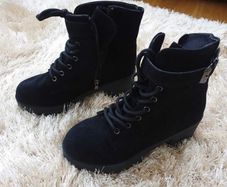 faux suede lace-up boots
