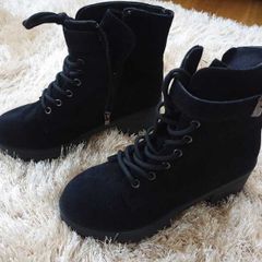 faux suede lace-up boots