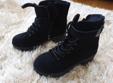 faux suede lace-up boots
