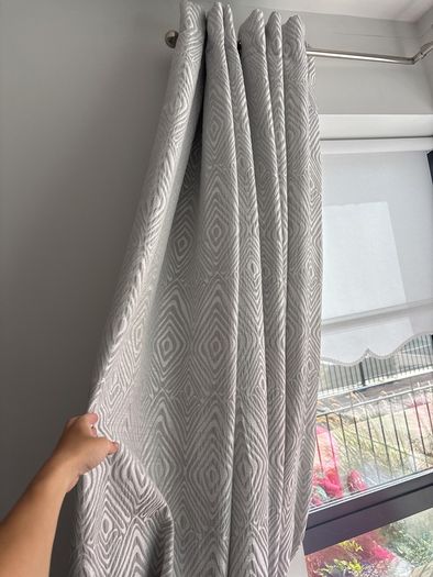 Grey Silver Heavy Curtains 90 x 90
