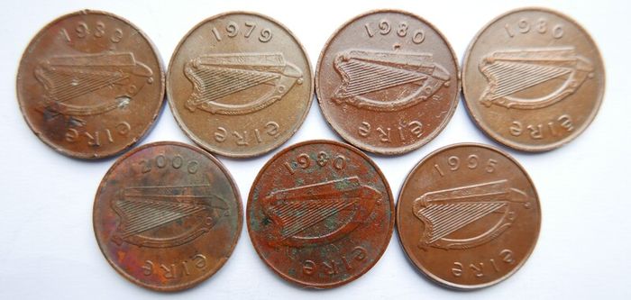 Vintage- Ireland, 2 Pence Bronze Coins