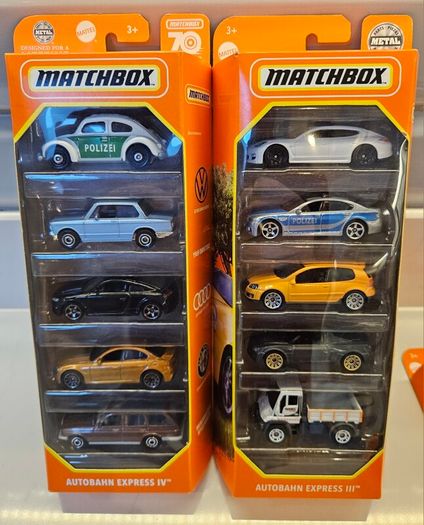 Matchbox & Hotwheels 5 Pack Toy Cars Nissan Mercedes VW Porsche Police