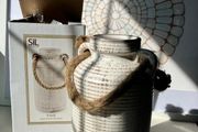 Vintage Style Textured White Stoneware Vase