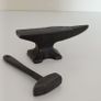 Vintage Miniature Blacksmiths Anvil and Hammer - Cast Iron Image 3