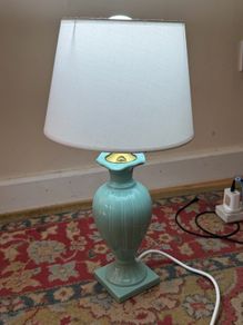 Vintage Style Ceramic Bedside Lamp Turquoise & Gold