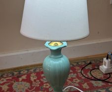 Vintage Style Ceramic Bedside Lamp Turquoise & Gold