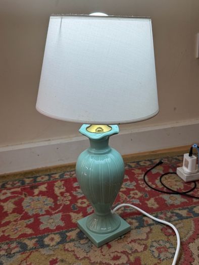Vintage Style Ceramic Bedside Lamp Turquoise & Gold