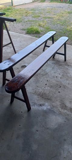 Set Of Two Antique French Solid oak Benches very sturdy  strong and solid Beautiful Patina