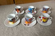 A Set of 6 Knuttel Tipperary Crystal Nespresso Cups and Saucers