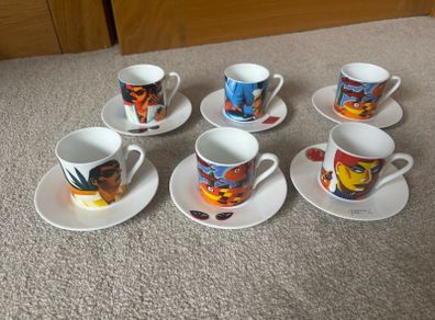 A Set of 6 Knuttel Tipperary Crystal Nespresso Cups and Saucers