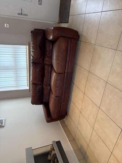 Brown Sofitalia Italian Top grade leather  3 seater sofa.