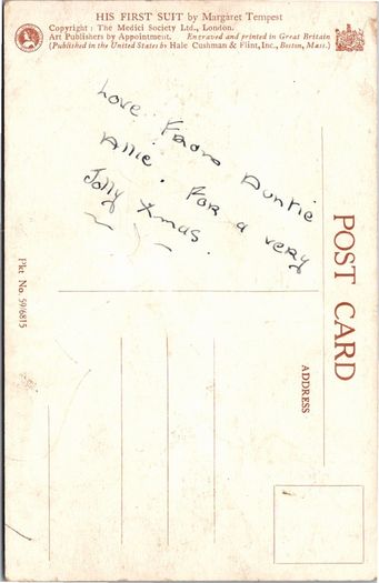 Margaret Tempest His First Suit Postcard Medici Society Bunny Rabbits DB