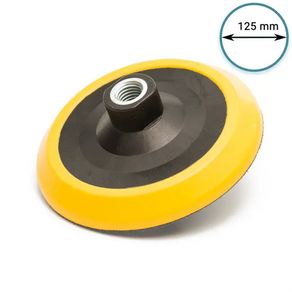 Glass Polish 12511 - 125mm ( 5") Rotary backing pad PSA - 5/8"-11 - Yellow Rubber Soft