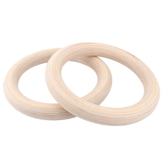 Top Quality Olympic Strength Gym Rings Made of Wood (32mm)with Buckle Straps