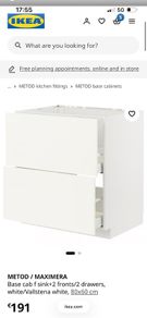 ikea kitchen Base sink cabinet METOD / MAXIMERA 2 fronts, 2 drawers, white