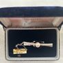 Vintage Japanese Misuzu Genuine Pearl SILVER Tie Clip Bar Boxed Toba Japan Image 3