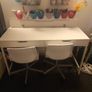 white ikea desk and two chairs Image 8