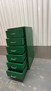 Small Green Metal Rolling Drawer Unit - Industrial Style - Good Condition