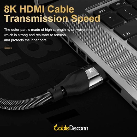 CableDeconn 5M Premium HDMI 2.1 UHD/3D 8K (7680x4320@60Hz) 48Gbps (Nylon Braided/Gold Plated) Cable (Brand New/Warranty)