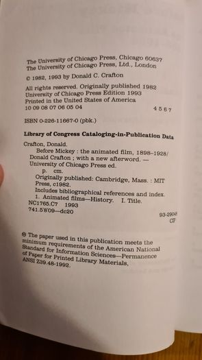 Before Mickey The Animated Film 1898-1928. By Donald Crafton. Published By The University Of Chicago Press. Paperback In Very Good Condition.