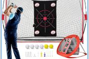 Golf Net, 10x7ft Practice Net with Chipping Nets, Gifts for Golfer Golf Hitting Aid Nets for Backyard Training with Chipping Nets, Foldable Mat, Silk Target, 8 Tees, 6 Balls, Carry Bag