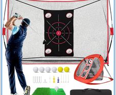 Golf Net, 10x7ft Practice Net with Chipping Nets, Gifts for Golfer Golf Hitting Aid Nets for Backyard Training with Chipping Nets, Foldable Mat, Silk Target, 8 Tees, 6 Balls, Carry Bag