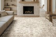 Vintage Rugs Living Room Beige Large Area Rug 200x300cm Non Slip Washable Hall Lounge Bedroom Kitchen Office Dining Room Indoor Carpet Low Pile Big Carpets