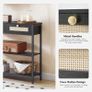 Rattan-Like Black Console Table, 3-Tier Hallway Table with 2 Flip-Down Drawers and Storage Shelves, 80 cm, Open and Hidden Storage Space, Woven Decoration, Black Image 3