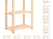 3-Tier Storage Racks 10 pcs 60x38x90 cm Solid Pinewood 150 kg