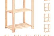 3-Tier Storage Racks 10 pcs 60x38x90 cm Solid Pinewood 150 kg