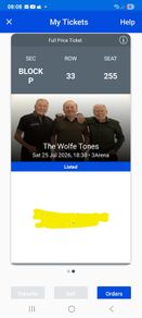 Wolfe Tones 2 x seated tickets