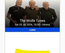 Wolfe Tones 2 x seated tickets