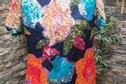 Vintage floral sequined shirt sleeve blouse small medium