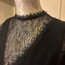 Mint Velvet - Black V Neck Top with Black Lace Sleeves and Neckline Size Medium Image 4