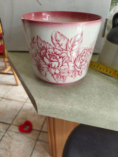 Antique Pink Ironstone staffordshire england plant holder.