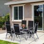Outdoor Patio Garden Texteline Dining Furniture Set with 6 Folding Chairs Plus Table - Black (7-Piece) Image 2