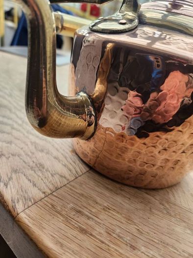 Victorian brass and copper kettle