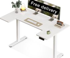 Standing Desk, 140cm U Shaped Height Adjustable Desk with 3 Memory Smart Panels