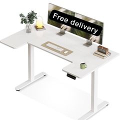 Standing Desk, 140cm U Shaped Height Adjustable Desk with 3 Memory Smart Panels
