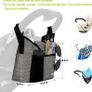 Buggy Pram Bag Organiser, 11L Large Capacity for Baby Accessories with 2 Deep Cup Holders & Shoulder Strap Used as Carry-On Handbag-Universal Fit All Buggy Models (Grey) Image 2