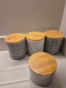 Set of 4 Tea, Coffee, Sugar Ceramic Cannisters