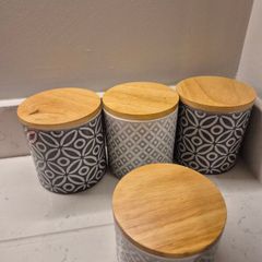 Set of 4 Tea, Coffee, Sugar Ceramic Cannisters