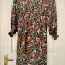 F&F Brown Faux Wrap Dress with Black Flowers- Size 10 Image 2