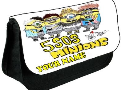 5 Seconds of Summer Minions personalized pencil case Make up bag School Birthday Gift Boys Girls with your own name on it! / back to school stationery